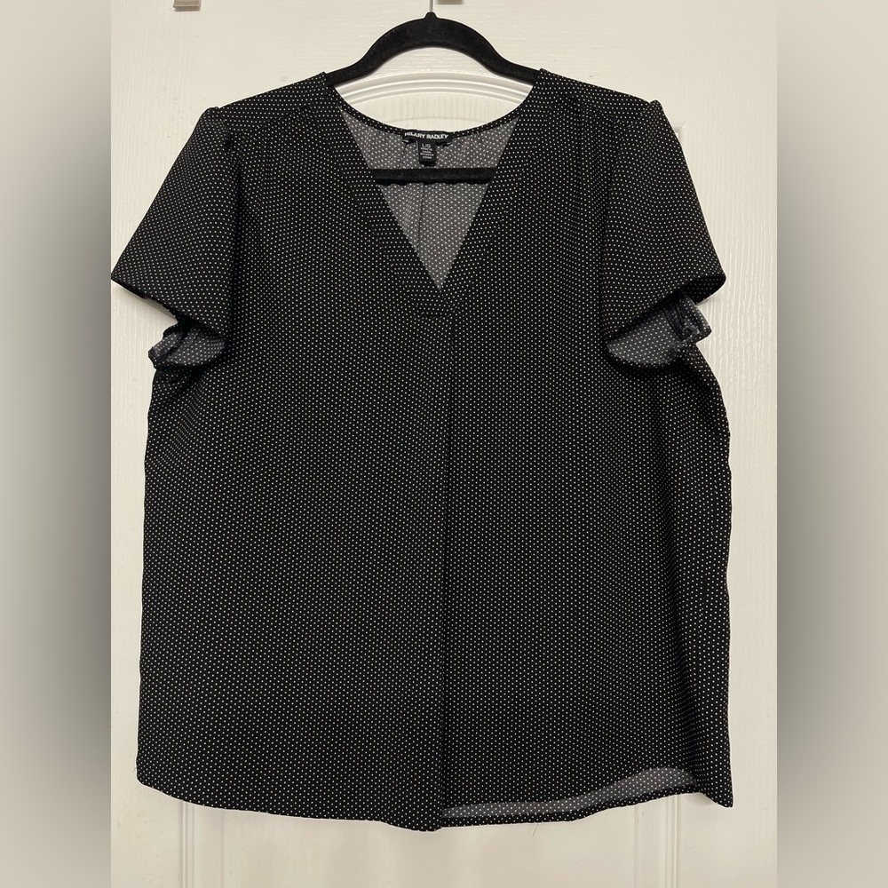 Hilary Radley | Black and White Polka Dot Blouse | Women’s Size Large